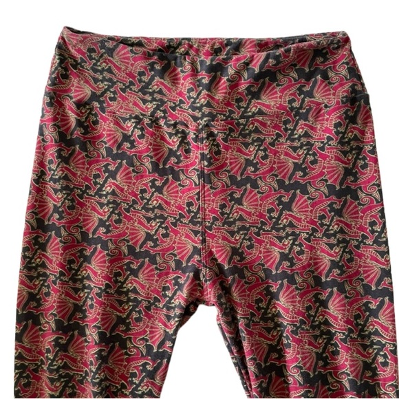 LuLaRoe Red & Black Game Of Thrones Dragon Leggings - Picture 2 of 5